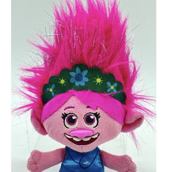 DreamWorks Trolls World Tour Poppy Plush Doll Just Play 9" Blue‎ Dress 2020 - Picture 2 of 8